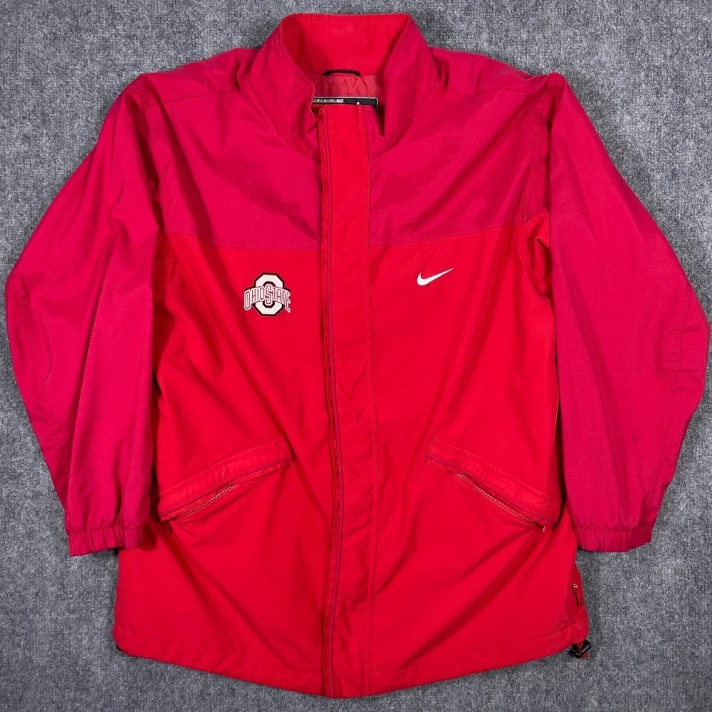 Ohio State Buckeyes Nike Jacket Mens Large‎ Red Full Zip Windbreaker OSU NCAA